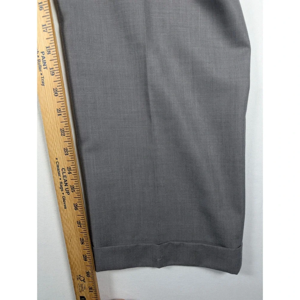 Lauren Ralph Lauren Dress Pants Mens 38x32 Gray Pleated Cuffed Washable Trousers